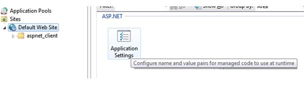 application setting for the default web site