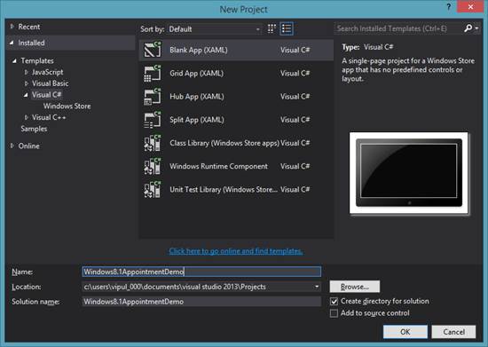 New Windows Store Project