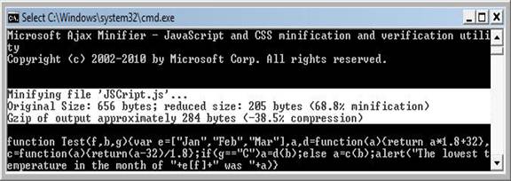 The Microsoft Ajax Minifier tool compresses the source file