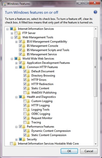 FTP server, Web Management tools, health diagnostics  and the performance features are modularized