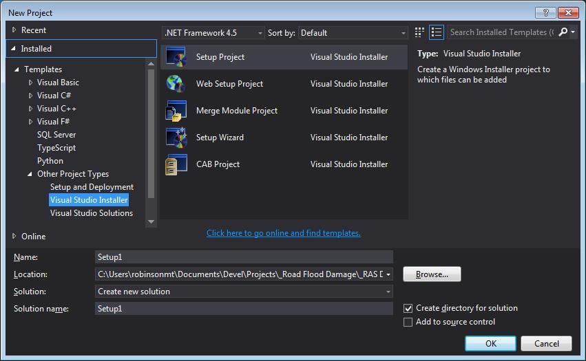 New Setup Package functionality in VS 2013