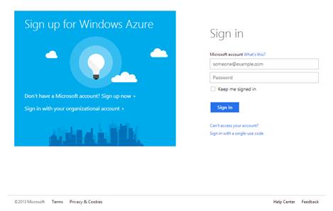 Sign Up for Windows Azure