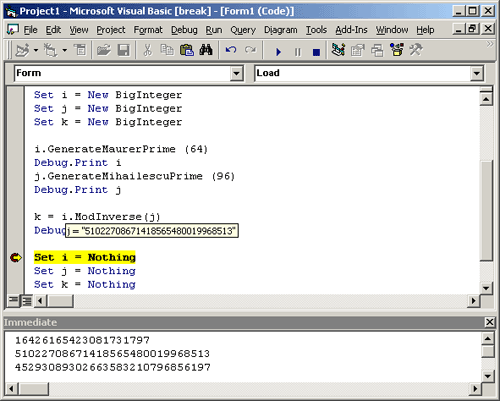 A Big Integer Package for Use in Visual Basic Written in Visual C++