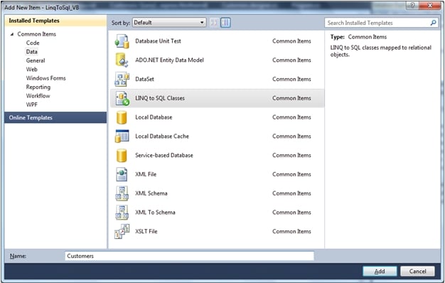 Querying a Database with LINQ to SQL Using Visual Basic 2010
