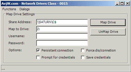 C# Map Network Drive (API)