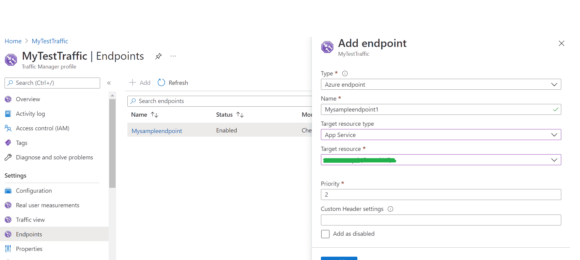 Azure Endpoint Details