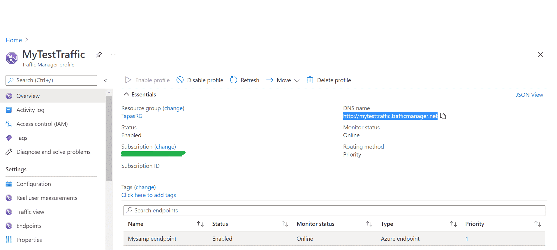 Adding Azure Endpoint Details