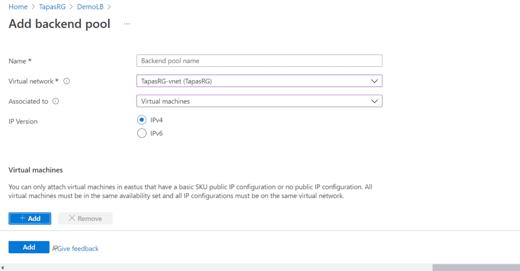 Add Backend Pools in Azure