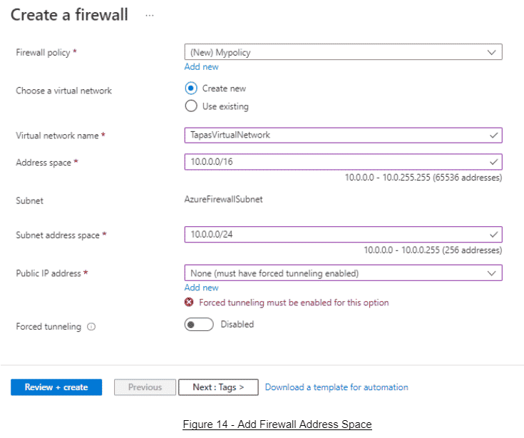 Azure Firewall Address Space