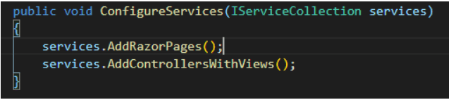 configureservices Razor Page method